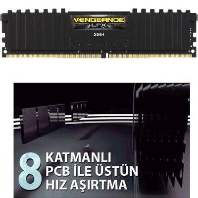 CORSAIR 8GB Vengeance LPX 3000 MHz CL16 DDR4 Masaüstü Siyah Ram – YÜKSEK PERFORMANSLI HIZ AŞIRTMA İÇİN TASARLANDI