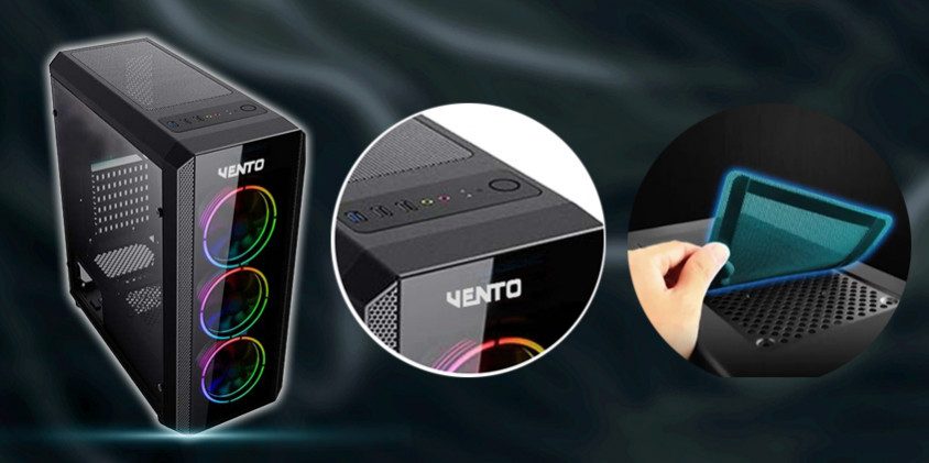 Vento VG04F Temperli Cam ATX Mid-Tower Gaming Kasa – Kullanıcı Dostu bağlantılar