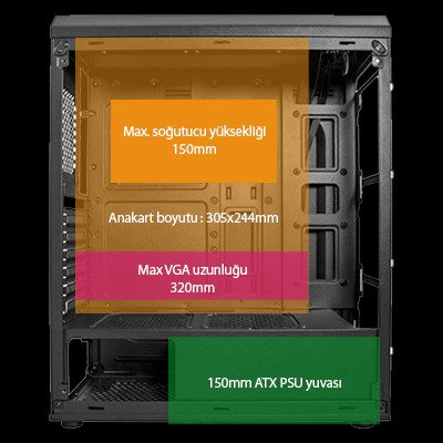 Vento VG04F Temperli Cam ATX Mid-Tower Gaming Kasa – Kompakt Dizayn