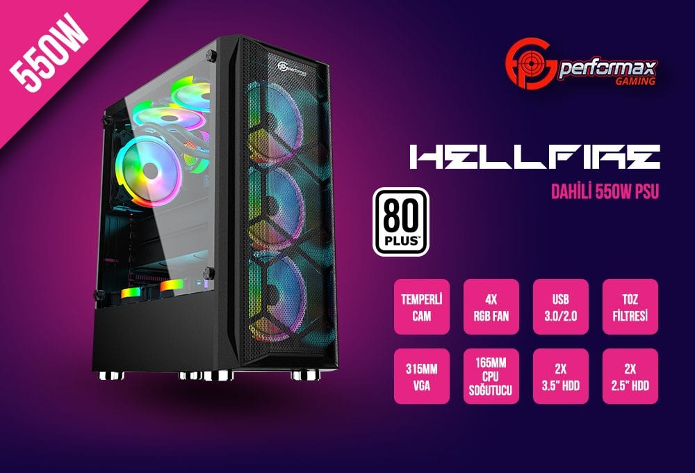 Performax Hellfire Beyaz Temperli Cam Kasa – görsel 1