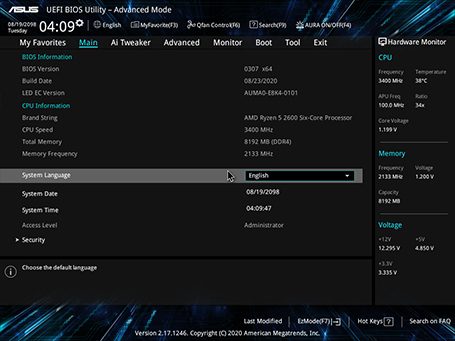 Asus Prime B450M-K II AMD 4400MHz (OC) Anakart – UEFI BIOS