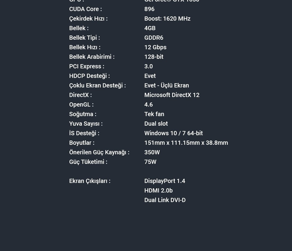 Zotac GeForce GTX 1650 Gaming OC Ekran Kartı – görsel 5