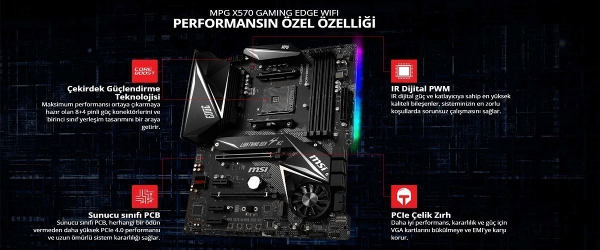 MSI MPG X570 GAMING EDGE WiFi Anakart – Seçkin Performans Özellikleri