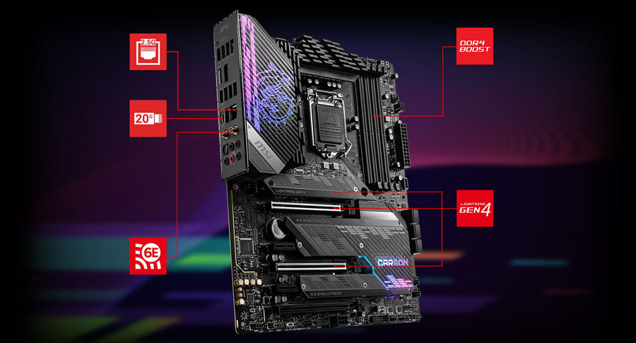 MSI MPG Z590 GAMING CARBON WiFi Anakart – Lightning Gen4 Çözümü