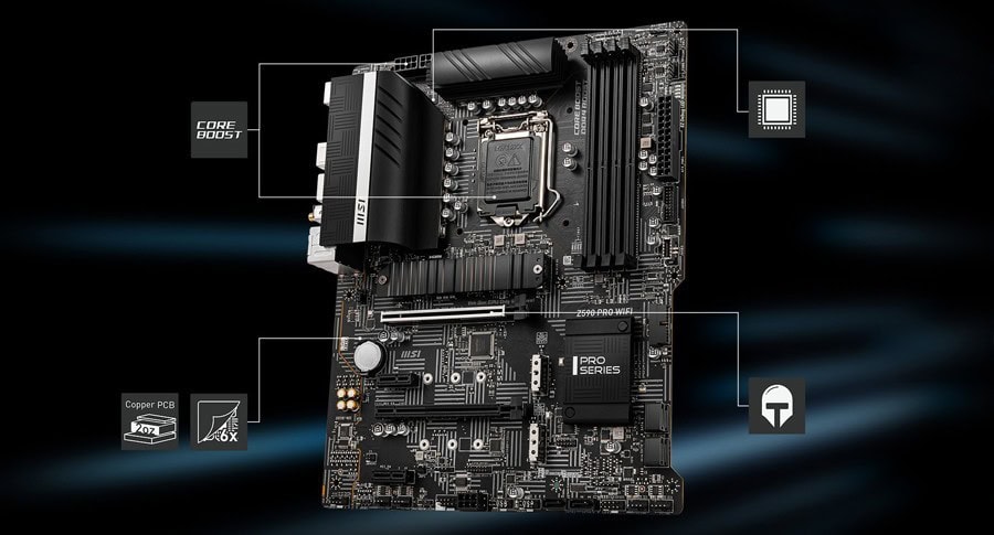 MSI Z590 PRO WiFi 5333MHz(OC) Anakart – PCIe Steel Armor