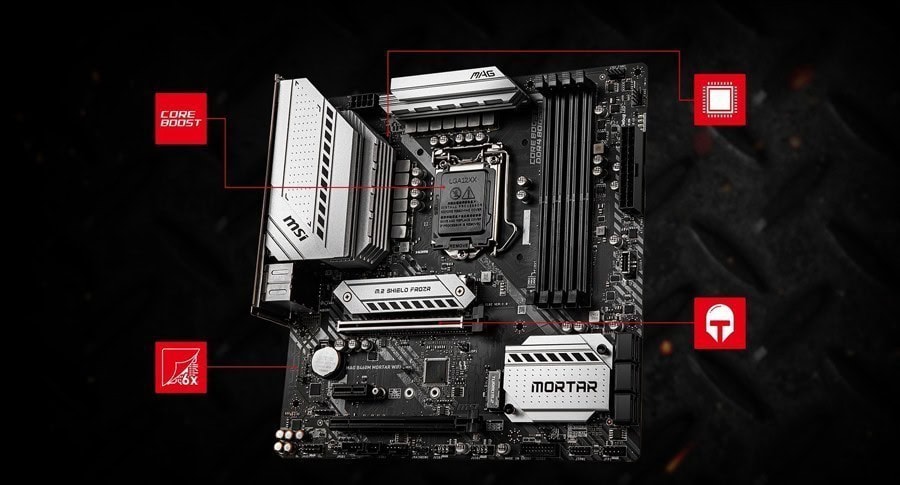 MSI MAG B460M MORTAR WiFi Anakart – PCIe Steel Armor