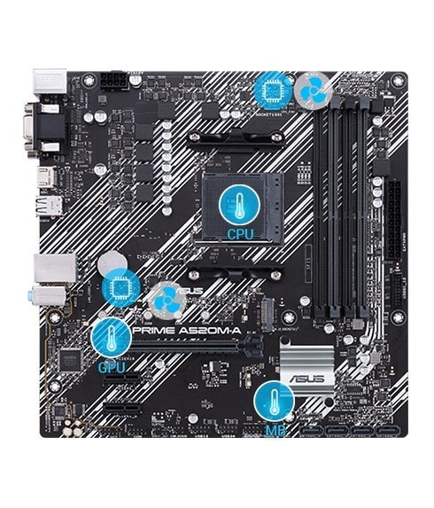 ASUS PRIME A520M-A 4800MHz(OC) Anakart – Daha Serin Tasarım