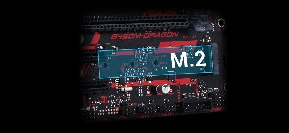 ASUS B450M DRAGON 4400MHz(OC) Anakart – Dahili M.2 ile hızlanın