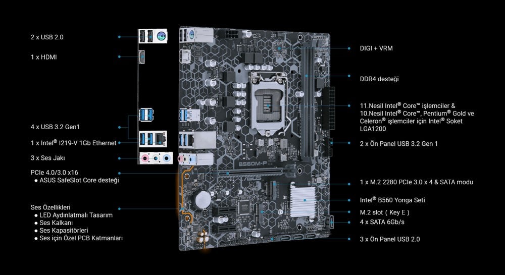ASUS B560M-P SI 5000MHz(OC) Anakart – görsel 2