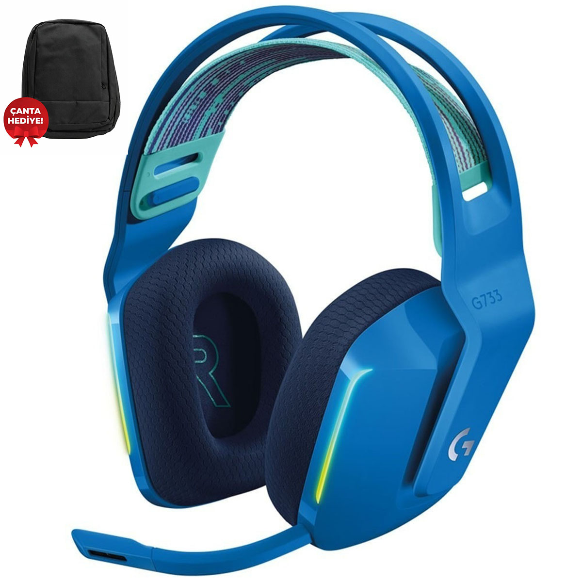 Logitech G G733 Kablosuz Rgb 7.1 Surround Ses Oyuncu Kulaklığı Mavi (981 000943) 1