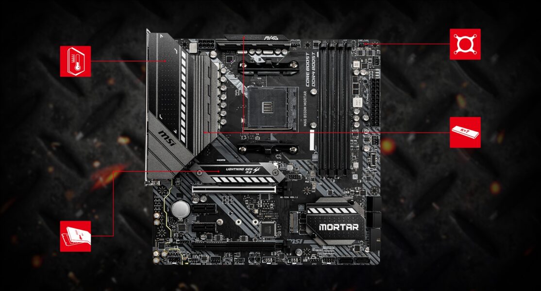 MSI MAG B550M MORTAR 4400MHz(OC) Anakart – ÜST SEVİYE TERMAL ÇÖZÜM