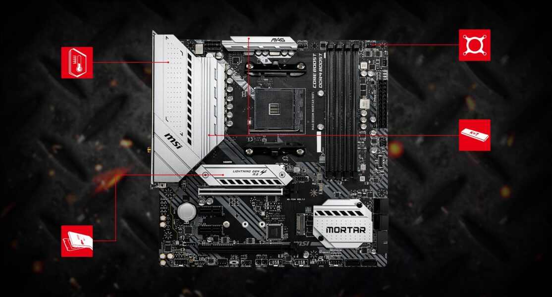 MSI MAG B550M MORTAR WiFi 4400MHz(OC) Anakart – ÜST SEVİYE TERMAL ÇÖZÜM