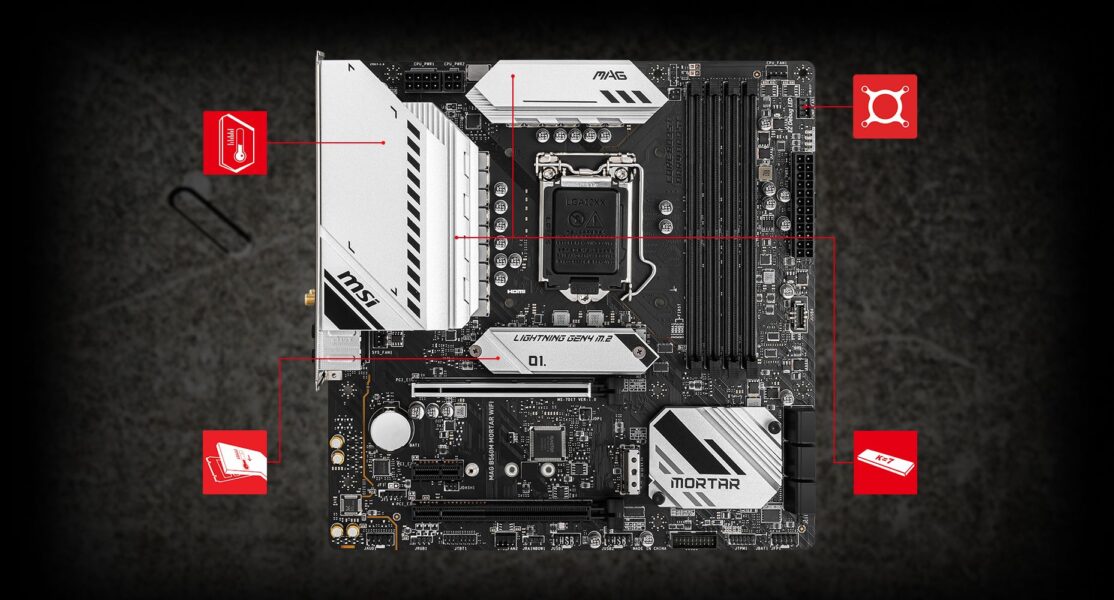MSI MAG B560M MORTAR WiFi 5066MHz(OC) Anakart – ÜST SEVİYE TERMAL ÇÖZÜM