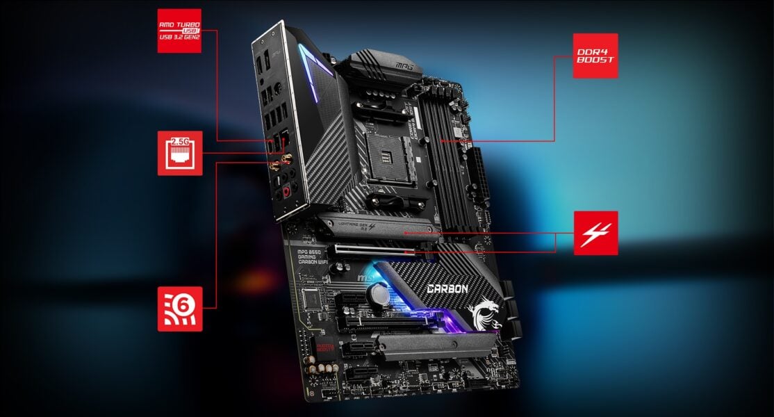 MSI MPG B550 GAMING CARBON WiFi Anakart – YÜKSEK İLETİM HIZI