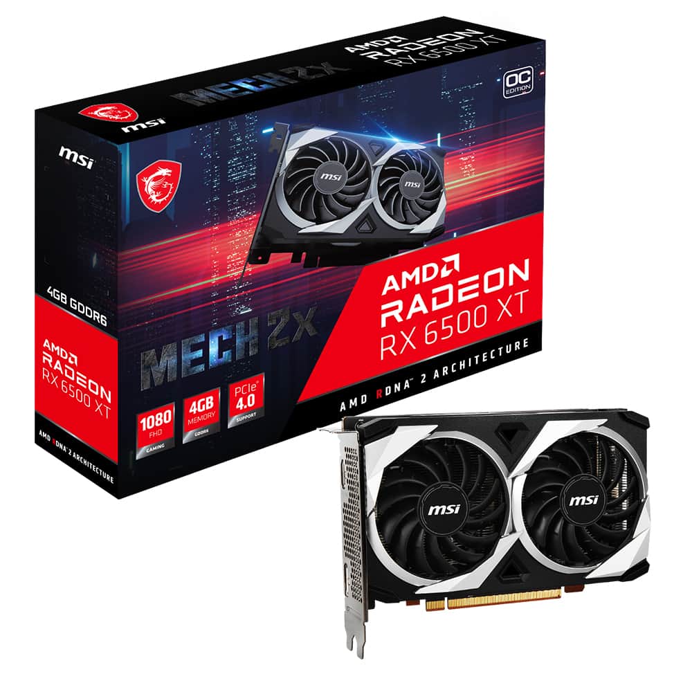 Msi Radeon Rx 6500 Xt Mech 2x 4gb Oc Gddr6 64bit Dx12 Amd Ekran Karti Y1