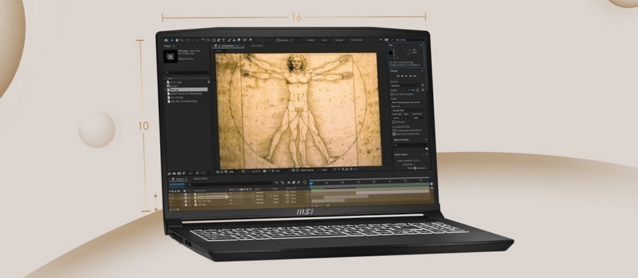 MSI 16'' NB CREATOR M16 A12UC-226TR I7-12700H Notebook – Altın Oranlı Ekran