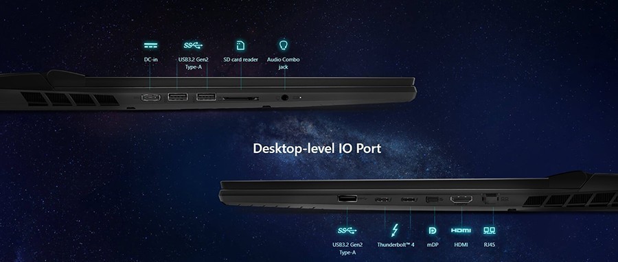 MSI 17.3” TITAN GT77 12UHS-036TR I9-12900HX Gaming Laptop – Desktop sınıfı G/Ç Portları
