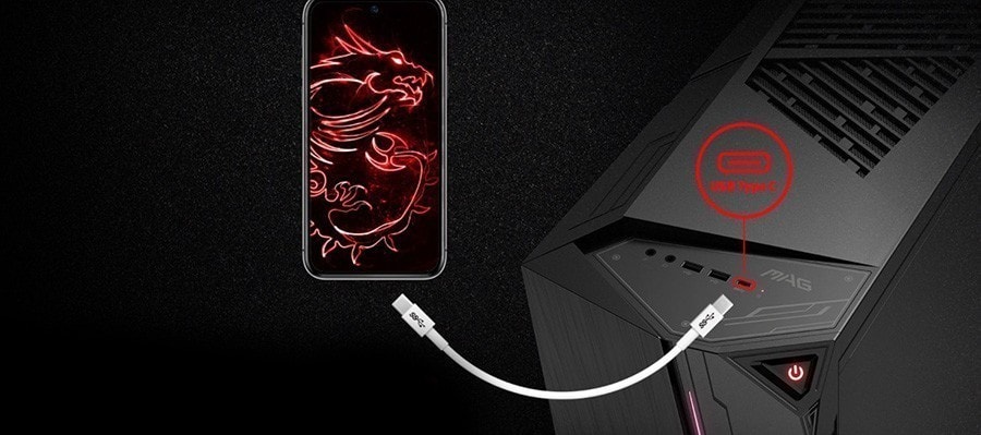 MSI MAG CODEX 5 11TG-825XTR i7-11700F Masaüstü Bilgisayar – GELECEK NESİL USB CİHAZLAR İÇİN TYPE-C KONNEKTÖR