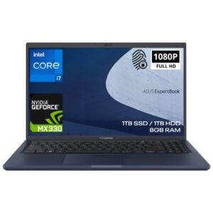 Asus Expertbook B1b1500cepe Bq0834a20 I7 1165g7 8gb 1tb Ssd 1tb Hdd Mx330 15 6 Fullhd Freedos Tasinabilir Bilgisayar