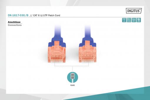 DIGITUS Patch Kablo U-UTP Cat. 6 3 Metre Mavi – görsel 2