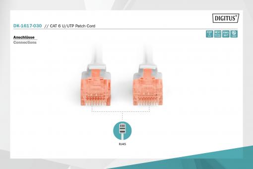 DIGITUS 3m Cat6 Utp DK-1617-030 Gri Patch Kablo – görsel 4