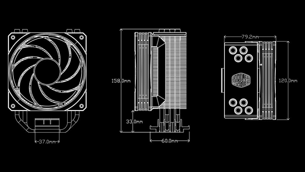 Cooler Master Hyper 212 Spectrum Rainbow Hava Soğutucu – YENİ SF120R SPECTRUM FAN, görsel 7
