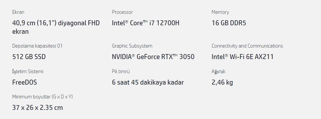 HP Victus 6G0E4EA 16-D1016NT Gaming Laptop – HP Wide Vision HD Kamera