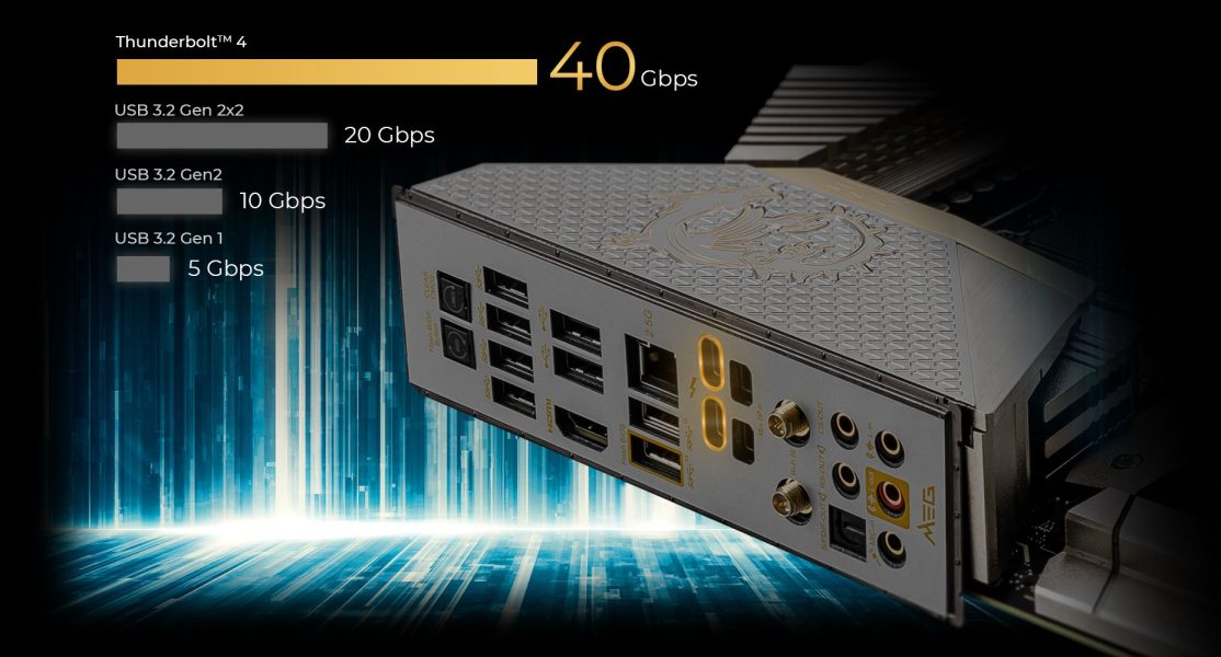 MSI MEG Z590 ACE GOLD EDITION ONBOARD THUNDERBOLT™ 4 PORTS