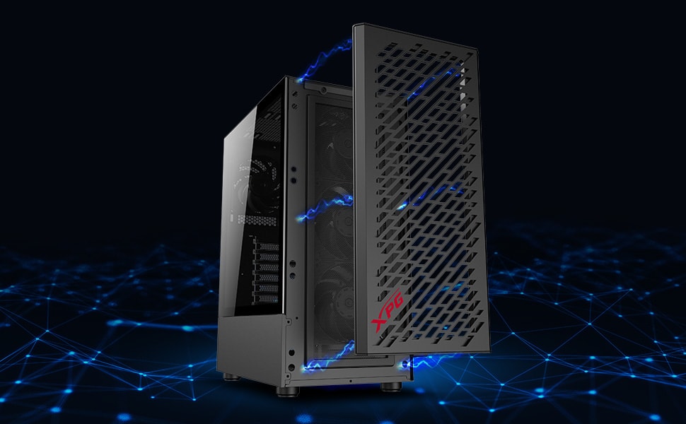 XPG Valor Air Temperli Cam Gaming Kasa – x4 120mm FAN ÖN TAKILI KOMPAKT BOYUT