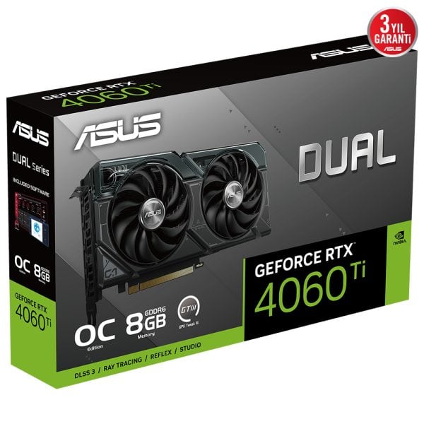 Asus Dual Geforce Rtx 4060 Ti Oc 8gb Gddr6 128 Bit Dlss 3 Ekran Karti Y12