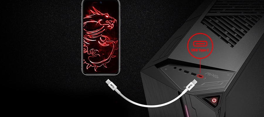 MSI MAG CODEX 5 12SC-1200MYS Masaüstü Bilgisayar – GELECEK NESİL USB CİHAZLAR İÇİN TYPE-C KONNEKTÖR