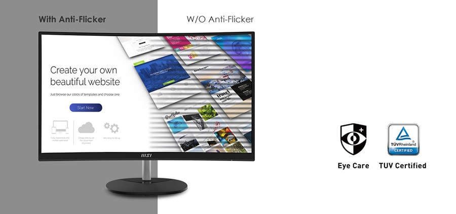 MSI PRO MP271CA 27 inç Gaming Monitör – TÜV Sertifikalı – Gözlerinizi koruyan Anti-Flicker Teknolojisi