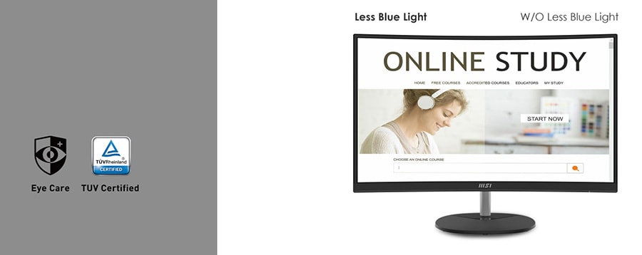 MSI PRO MP271CA 27 inç Gaming Monitör – TÜV Sertifikalı – Gözlerinizi koruyan Less Blue Light Teknolojisi
