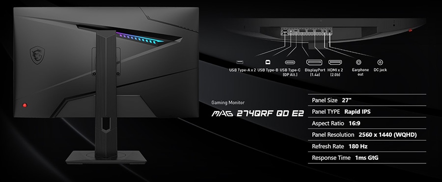 MSI MAG 274QRF QD E2 27 Gaming Monitör – USB HUB, görsel 13