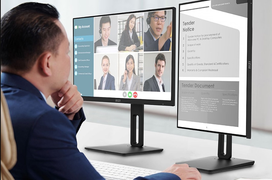 MSI PRO MP242AP 23.8 inç 100Hz 1Ms FLAT Monitör – Çift Ekran – Multitasking sorun değil!