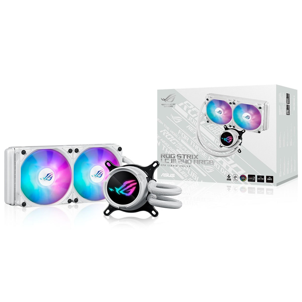 Asus Rog Strix Lc Iii 240 Argb White 240mm Aura Sync Rgb Intel Amd Uyumlu Beyaz İşlemci Sıvı Soğutucu 1