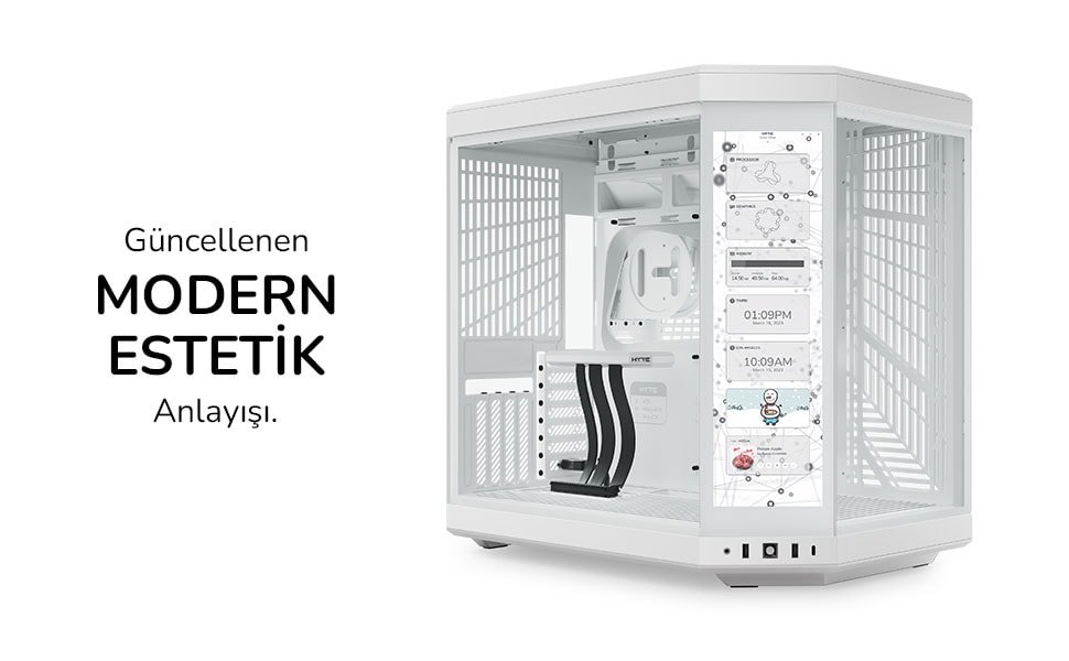 Hyte Y70 Touch Siyah Kirmizi Temperli Cam Usb 3 2 E Atx Dual Chamber Mid Tower Dokunmatik Ekranli Gaming Kasa Cs Hyte Y70 Br L H1