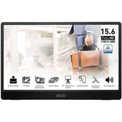 MSI PRO MP161 E2 15.6 inç 60Hz 4Ms Flat IPS Adaptive Sync Full HD Portatif Monitör h1