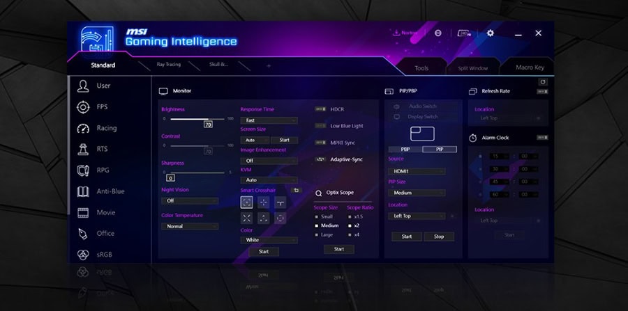 MSI MPG 271QRX Gaming Monitör – GAMING Intelligence APP AVANTAJLARI