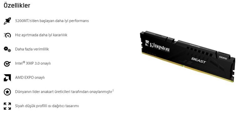 Kingston Beast Black 32gb (2x16gb) 5200mhz Cl36 Ddr5 Ram (kf552c36bbek2 32tr) H5