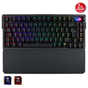 ASUS ROG Azoth Extreme ROG NX Snow Switch 8K Hz RGB Kablosuz Mekanik Gaming Klavye, yüksek performans ve şık tasarımıyla oyun deneyiminizi artırır.