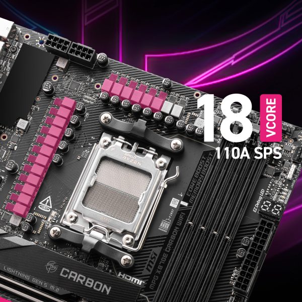 MSI MPG X870E CARBON WIFI Anakart – AMD Ryzen 9000 / 8000 / 7000 Masaüstü İşlemcilere Destek