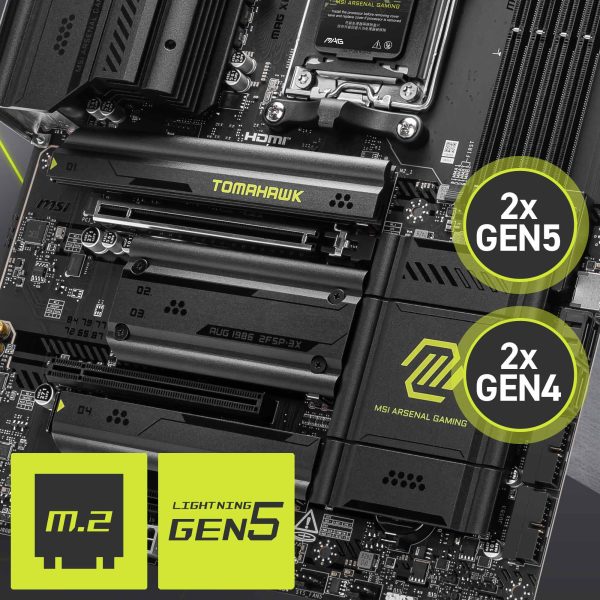 MSI MAG X870 Tomahawk WiFi Anakart – Güçlendirilmiş PCIe 5.0 x16 Slotu
