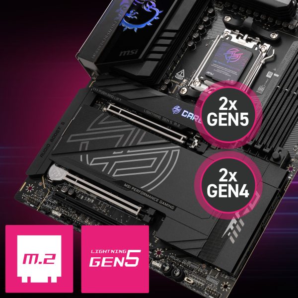 MSI MPG X870E CARBON WIFI Anakart – Güçlendirilmiş PCIe 5.0 x16 Slotu
