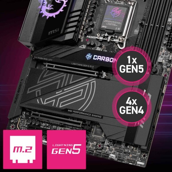 MSI MPG Z890 CARBON WIFI Anakart – Güçlendirilmiş PCIe 5.0 x16 Slotu