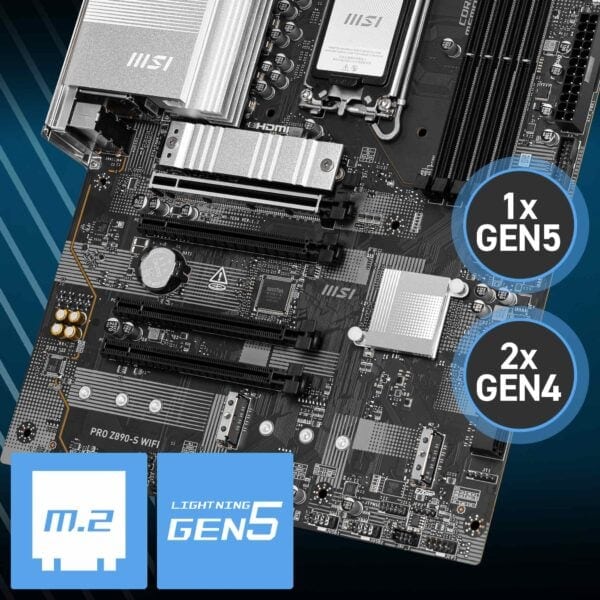 MSI PRO Z890-S WIFI Anakart – Güçlendirilmiş PCIe 5.0 x16 Slot