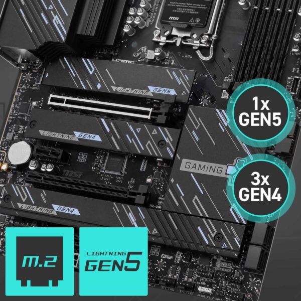 MSI Z890 GAMING PLUS WIFI Anakart – 1 x Güçlendirilmiş PCIe 5.0 x16 Slotu