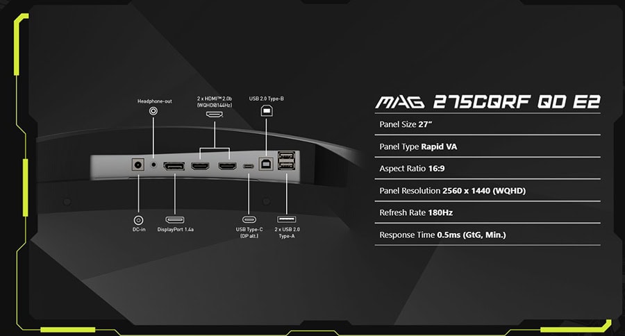 MSI MAG 275CQRF QD E2 27 Gaming Monitör – BAĞLANTI, görsel 16
