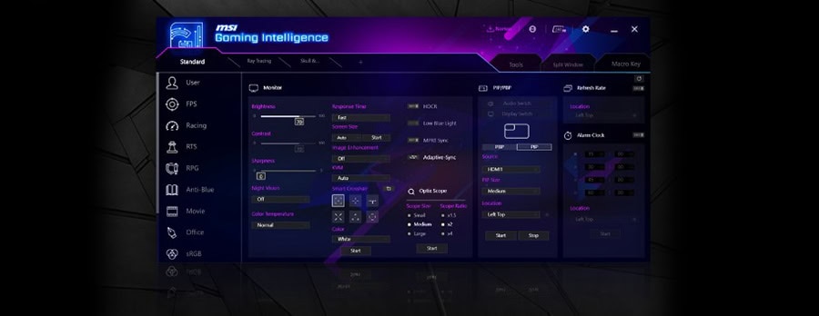 MSI MPG 341CQPX Gaming Monitör – GAMING Intelligence APP AVANTAJLARI