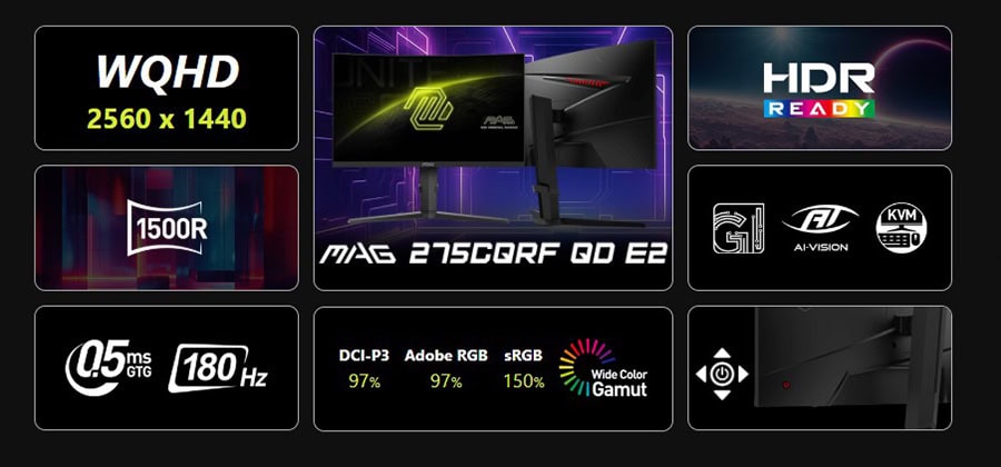 MSI MAG 275CQRF QD E2 27 Gaming Monitör – görsel 4